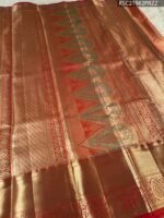 Elegant Green Tissue Saree with Intricate Zari Pallu and Rich Border - Image 3