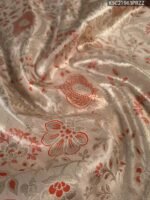 Beige and Rust Coloured Tissue Saree with Floral Brocade and Rich Zari Pallu - Image 2