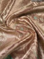 Green and Brown Tissue Saree with Paisley Motifs and Rich Zari Border - Image 2