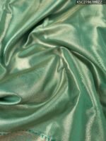 Green and Brown Tissue Saree with Paisley Motifs and Rich Zari Border - Image 4