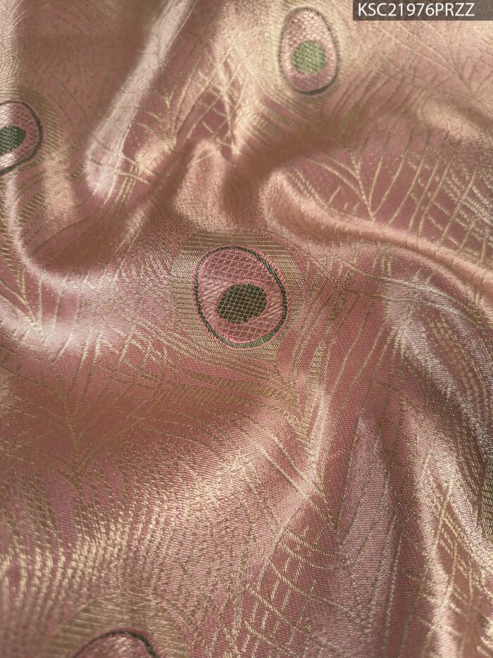 Pink Coloured Tissue Silk Saree with Peacock Motifs and Rich Zari Border - Image 2