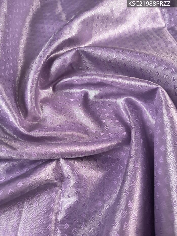 Lavender and Gold Tissue Saree with Floral Motifs and Zari Woven Border - Image 4