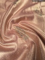 Blush Coloured Tissue Saree with Rich Floral Brocade and Zari Woven Border - Image 2