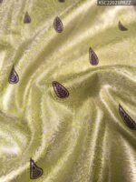 Green and Silver Tissue Saree with Paisley Motifs and Rich Zari Border - Image 2