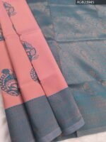 Pink and Blue Semi Soft Silk Fancy Saree with Intricate Design
