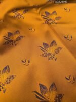 Beautiful Yellow and Purple Semi Soft Silk Saree with Floral Motifs and Elegant Border - Image 2