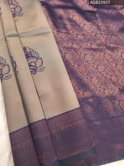 Elegant Grey and Purple Semi Soft Silk Fancy Saree with Intricate Designs