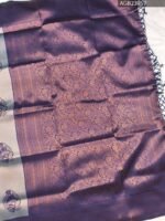 Elegant Grey and Purple Semi Soft Silk Fancy Saree with Intricate Designs - Image 3