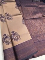 Beige and Dark Blue Fancy Saree with Elegant Border and Intricate Motifs
