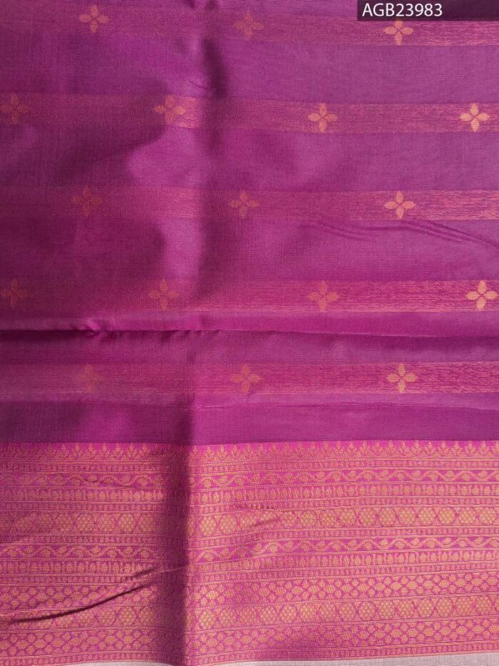 Beautiful Beige and Purple Semi Soft Silk Fancy Saree with Elegant Border - Image 4