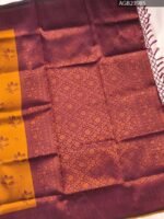 Golden and Maroon Semi Soft Silk Fancy Saree with Floral Motifs and Intricate Border - Image 3