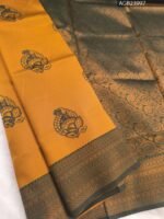 Golden and Green Semi Soft Silk Fancy Saree with Traditional Motifs and Elegant Border