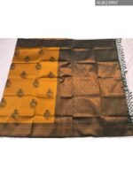 Golden and Green Semi Soft Silk Fancy Saree with Traditional Motifs and Elegant Border - Image 5