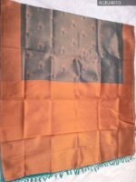 Gray and Orange Semi Soft Silk Fancy Saree with Floral Motifs and Rich Pallu - Image 5