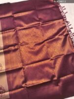 Beige and Maroon Semi Soft Silk Fancy Saree with Fish Motifs and Rich Border - Image 3