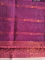 Peach and Dark Purple Fancy Saree with Beautiful Floral Motifs and Intricate Border - Image 4