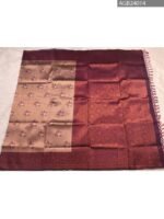 Peach and Dark Purple Fancy Saree with Beautiful Floral Motifs and Intricate Border - Image 5