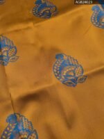 Mustard Yellow and Blue Fancy Saree with Traditional Fish Motifs and Intricate Border - Image 2