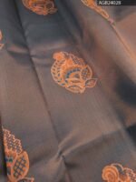 Elegant Navy Blue and Brown Floral Design Semi Soft Silk Fancy Saree - Image 2