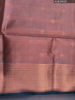 Elegant Navy Blue and Brown Floral Design Semi Soft Silk Fancy Saree - Image 4
