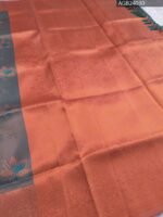 Grey and Orange Semi Soft Silk Fancy Saree with Floral Motifs and Rich Pallu - Image 3