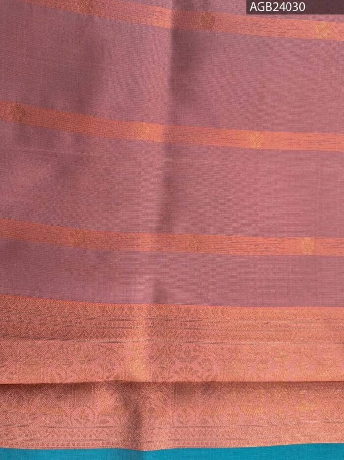 Grey and Orange Semi Soft Silk Fancy Saree with Floral Motifs and Rich Pallu - Image 4
