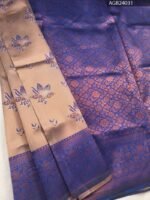 Peach and Purple Floral Pallu Semi Soft Silk Fancy Saree with Intricate Border