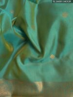 Beautiful Yellow and Teal Semi Soft Silk Saree with Floral Patterns and Designer Pallu - Image 2