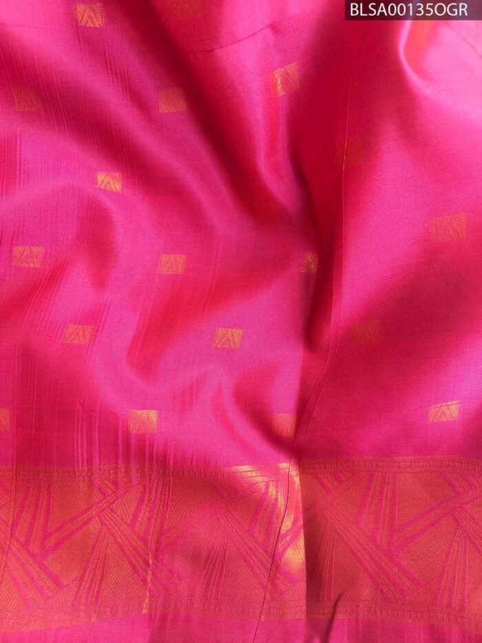 Blue and Pink Semi Soft Silk Saree with Golden Motifs and Rich Pallu - Image 2