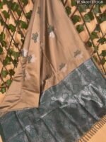 Elegant Beige and Green Semi Soft Silk Saree with Floral Motifs and Rich Pallu