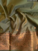 Beautiful Dark Green Semi Soft Silk Saree with Rich Golden Border and Intricate Motifs - Image 2
