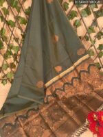 Beautiful Dark Green Semi Soft Silk Saree with Rich Golden Border and Intricate Motifs