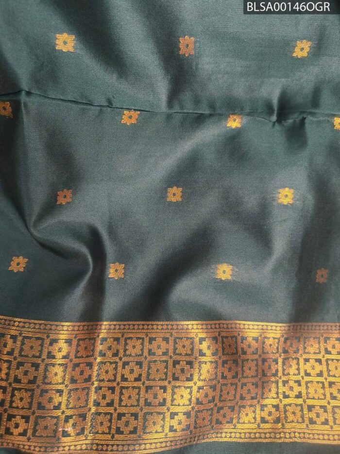 Elegant Green and Brown Semi Soft Silk Saree with Beautiful Motifs and Rich Pallu - Image 2