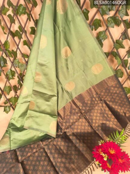 Elegant Green and Brown Semi Soft Silk Saree with Beautiful Motifs and Rich Pallu