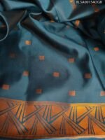 Grey and Blue Semi Soft Silk Saree with Elegant Motifs and Border Design - Image 2