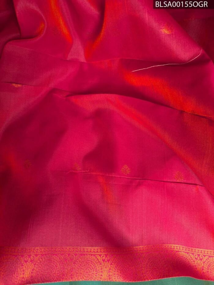 Teal and Pink Semi Soft Silk Saree with Beautiful Motifs and Rich Pallu - Image 2
