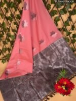 Elegant Pink and Gray Semi Soft Silk Saree with Floral Motifs and Rich Pallu