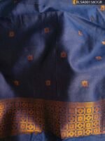 Beautiful Teal Semi Soft Silk Saree with Rich Purple Border and Golden Motifs - Image 2