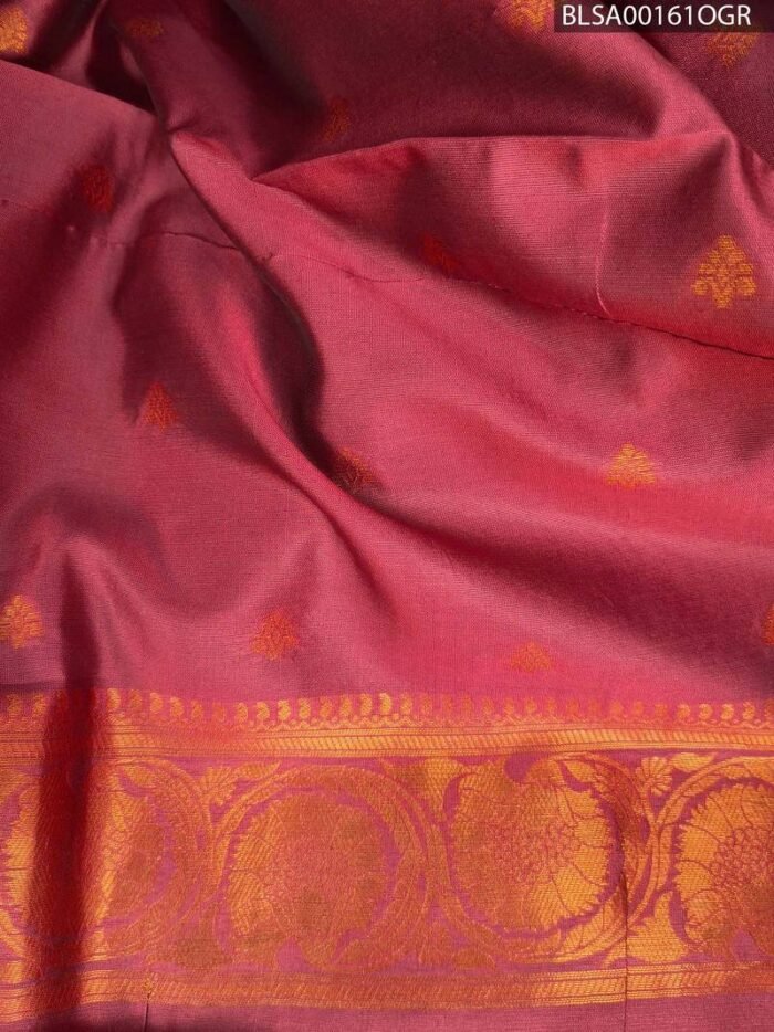 Teal Semi Soft Silk Saree with Red Pallu and Rich Golden Motifs - Image 2