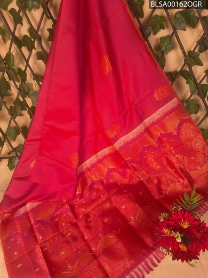 Bright Red Semi Soft Silk Saree with Royal Pallu and Intricate Border Designs