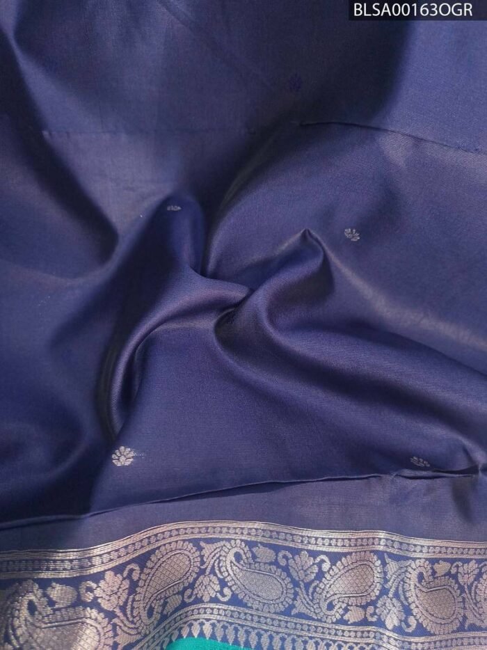 Teal Semi Soft Silk Saree with Beautiful Blue Motifs and Rich Border - Image 2