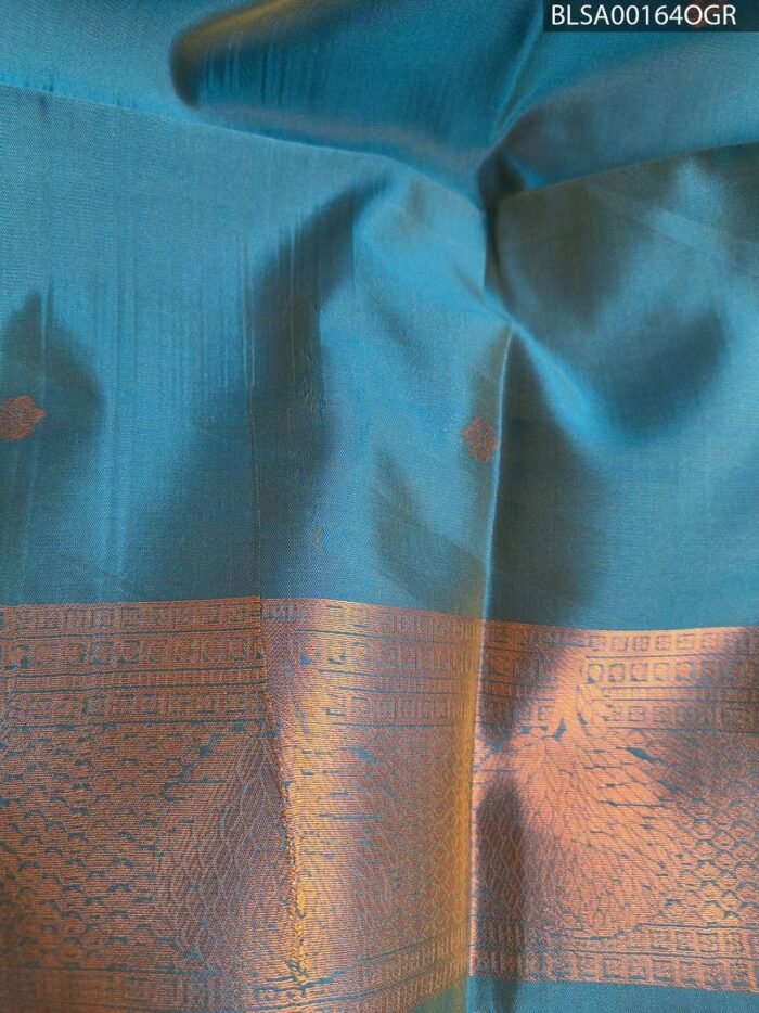 Beautiful Yellow and Blue Semi Soft Silk Saree with Intricate Leaf Motifs and Rich Pallu Design - Image 2