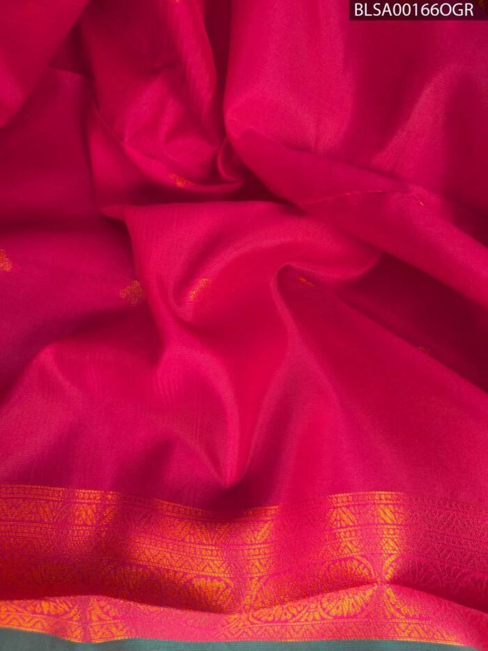 Teal and Pink Semi Soft Silk Saree with Elegant Motifs and Rich Pallu - Image 2