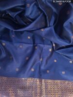 Purple Semi Soft Silk Saree with Golden Border and Floral Motifs - Image 2