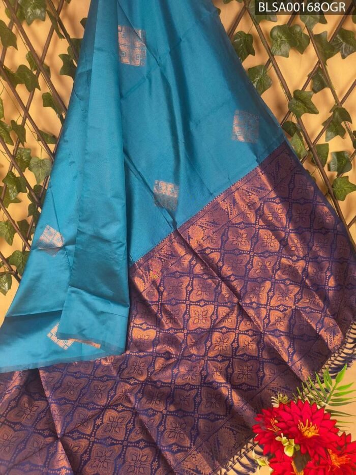 BLSA00168_MAIN_OGR-1.jpg Turquoise and Purple Semi Soft Silk Saree with Rich Weaving and Beautiful Border Design - Image 1