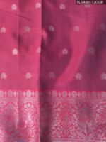 Bright Blue Semi Soft Silk Saree with Pink Border and Geometric Motifs - Image 2