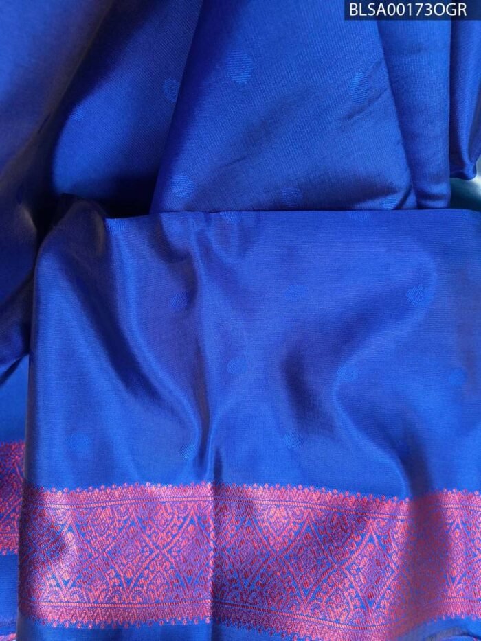 Stunning Blue and Purple Semi Soft Silk Saree with Rich Motifs and Elegant Border - Image 2