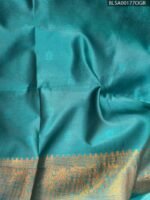 Beautiful Aqua Blue Semi Soft Silk Saree with Intricate Gold Motifs and Rich Pallu - Image 2