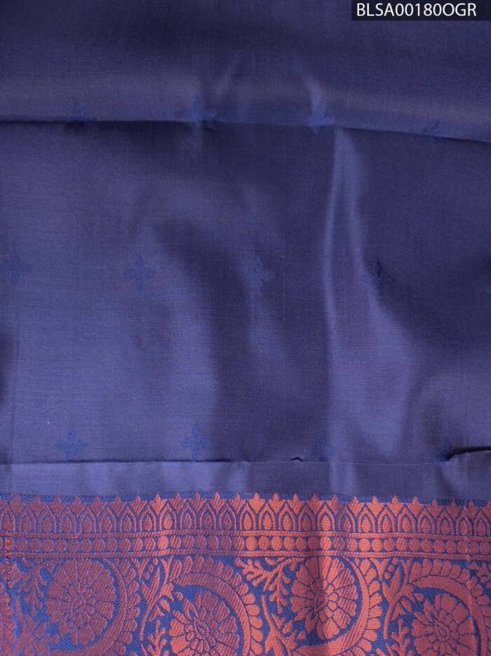 Lavender and Navy Blue Printed Semi Soft Silk Saree with Designer Border - Image 2