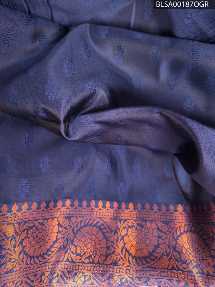 Elegant Purple and Navy Blue Semi Soft Silk Saree with Intricate Patterns and Rich Pallu - Image 2